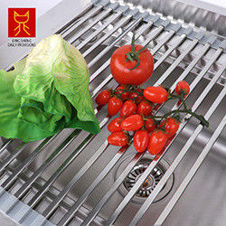 Foldable 0.97KG Steel Kitchen Basket Rack Titanium Square