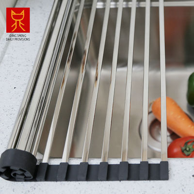 Foldable 0.97KG Steel Kitchen Basket Rack Titanium Square