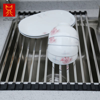 Foldable 0.97KG Steel Kitchen Basket Rack Titanium Square